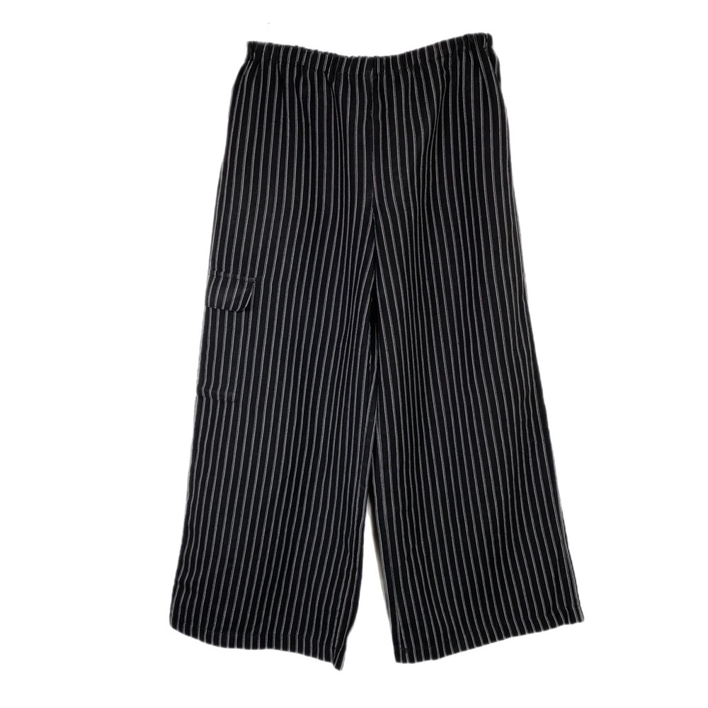 Chicos Women’s Striped Linen Blend Pull On Travelers Pants Chico Sz 2